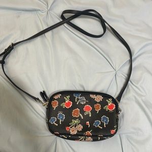 COACH black floral cross body bag